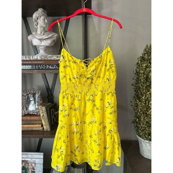 ALICE + OLIVIA Lai Printed Silk Blend Mini Dress Yellow Womens Size 10 - Picture 8 of 15